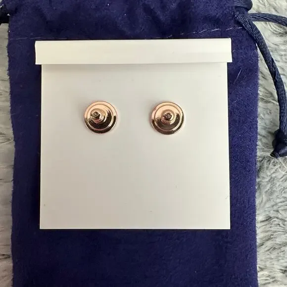 Tory Burch Kira Pave Rose Gold Rhinestone Logo Dangle Pearl Earrings Dustbag NEW - Picture 4 of 6